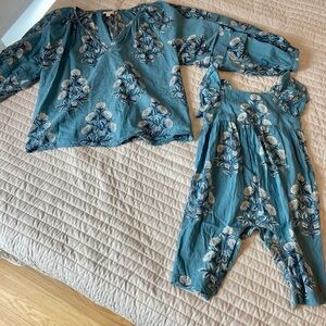 Pink Chicken Mommy & Me Teal Paisley Matching Set